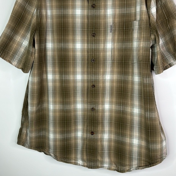 Carhartt Relaxed Fit Brown Plaid Short Sleeve Button Down Shirt XL - Picture 3 of 8